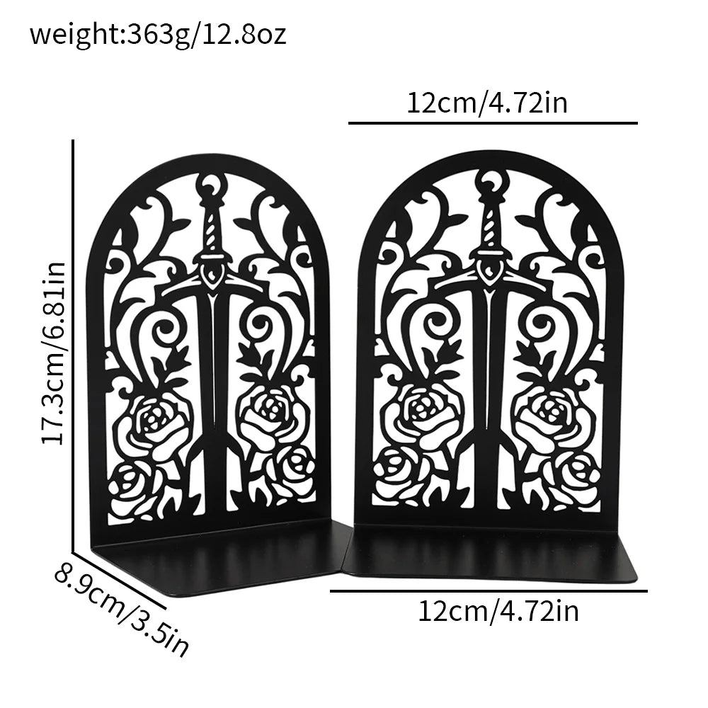 Metal Decorative Bookends — Heavy-Duty Shelf Organizer Set