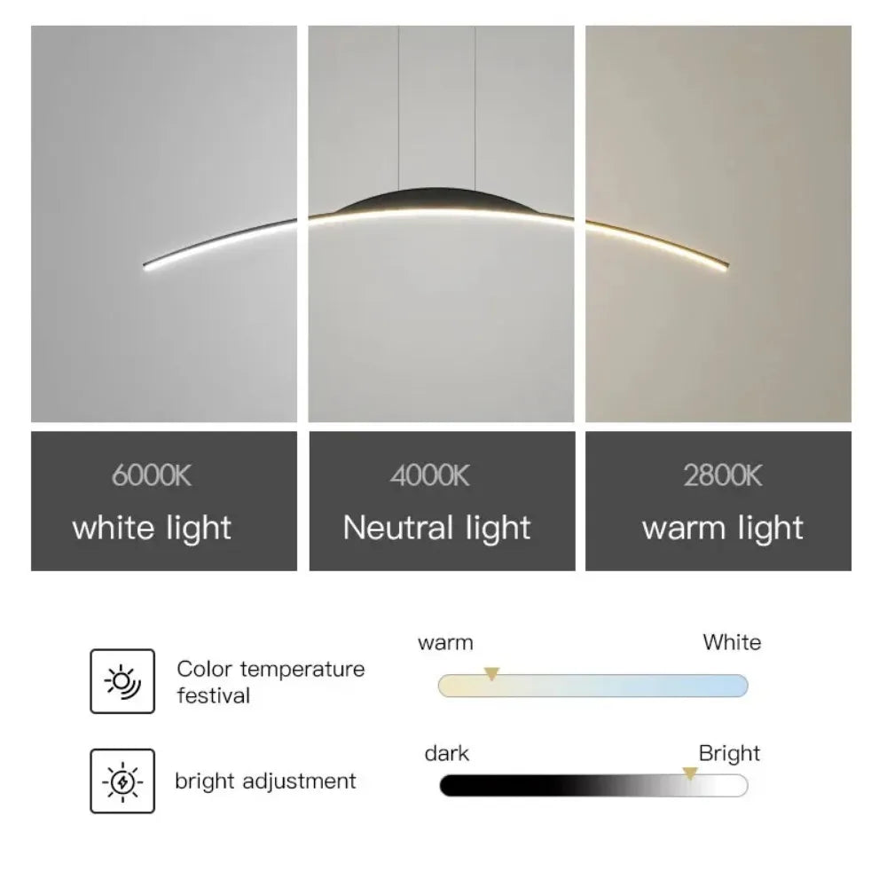 Simple Design Black Chandelier — Modern LED Ceiling Pendant for Dining & Bar