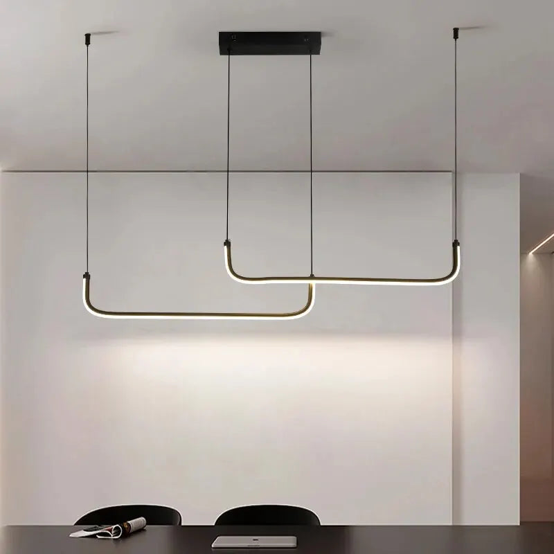 Aluminum Ring Pendant Chandelier — Black Modern Dining Room Light