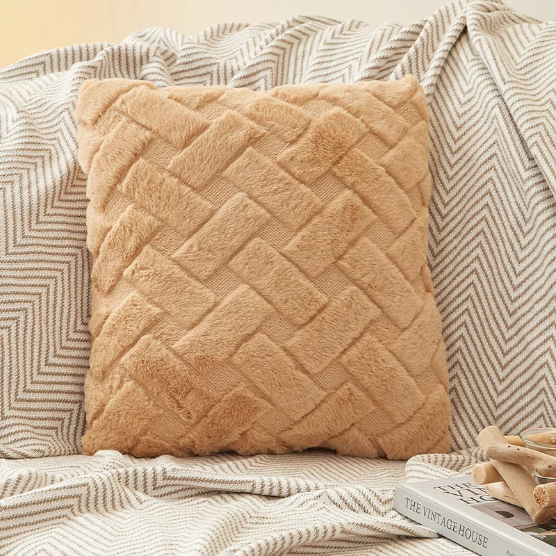 Plush Knit Throw Pillow Cover — Soft Square & Lumbar Cushion Cover