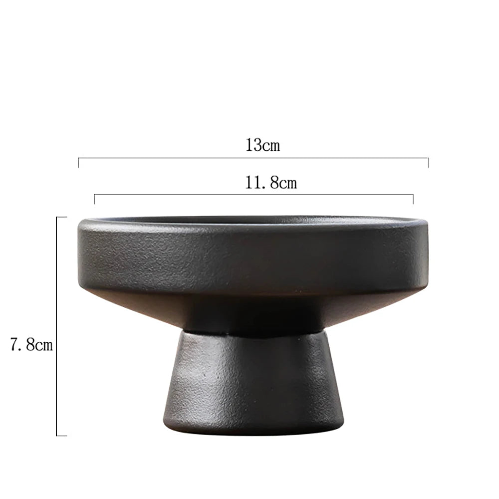 Retro Black Ceramic Vase — Tabletop Plant & Bonsai Vessel