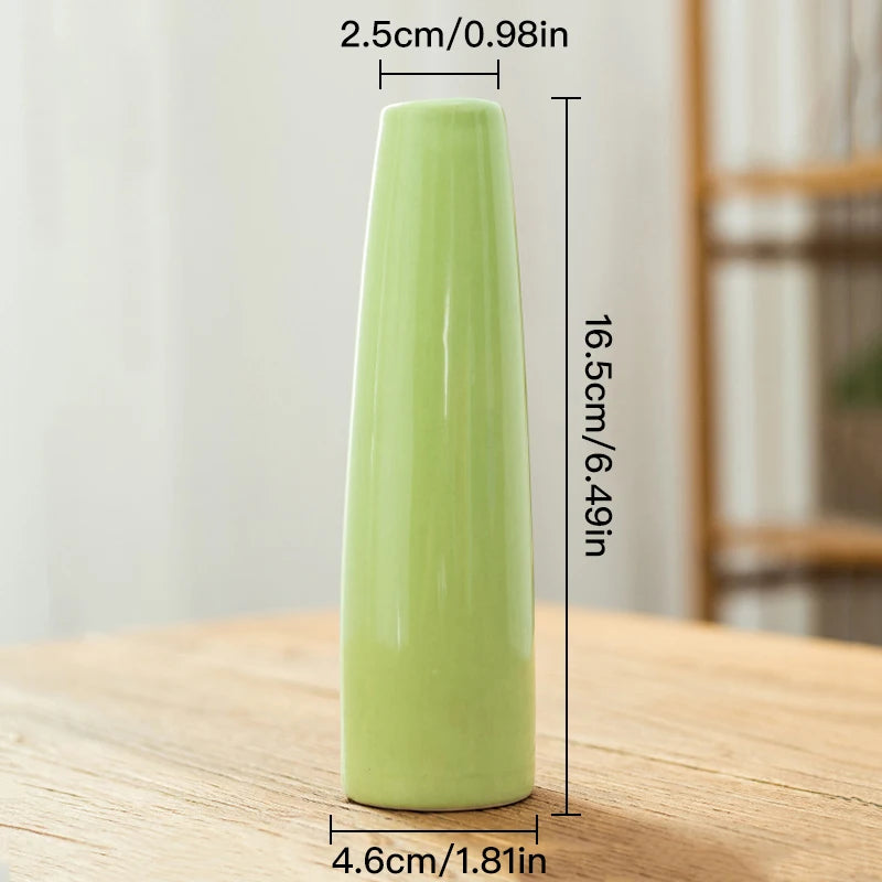 Slim Colorful Ceramic Vase — Desktop Hydroponic Flower Vessel