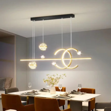 Starry Sky Top Nordic Chandelier — Long Dining Table Pendant Light