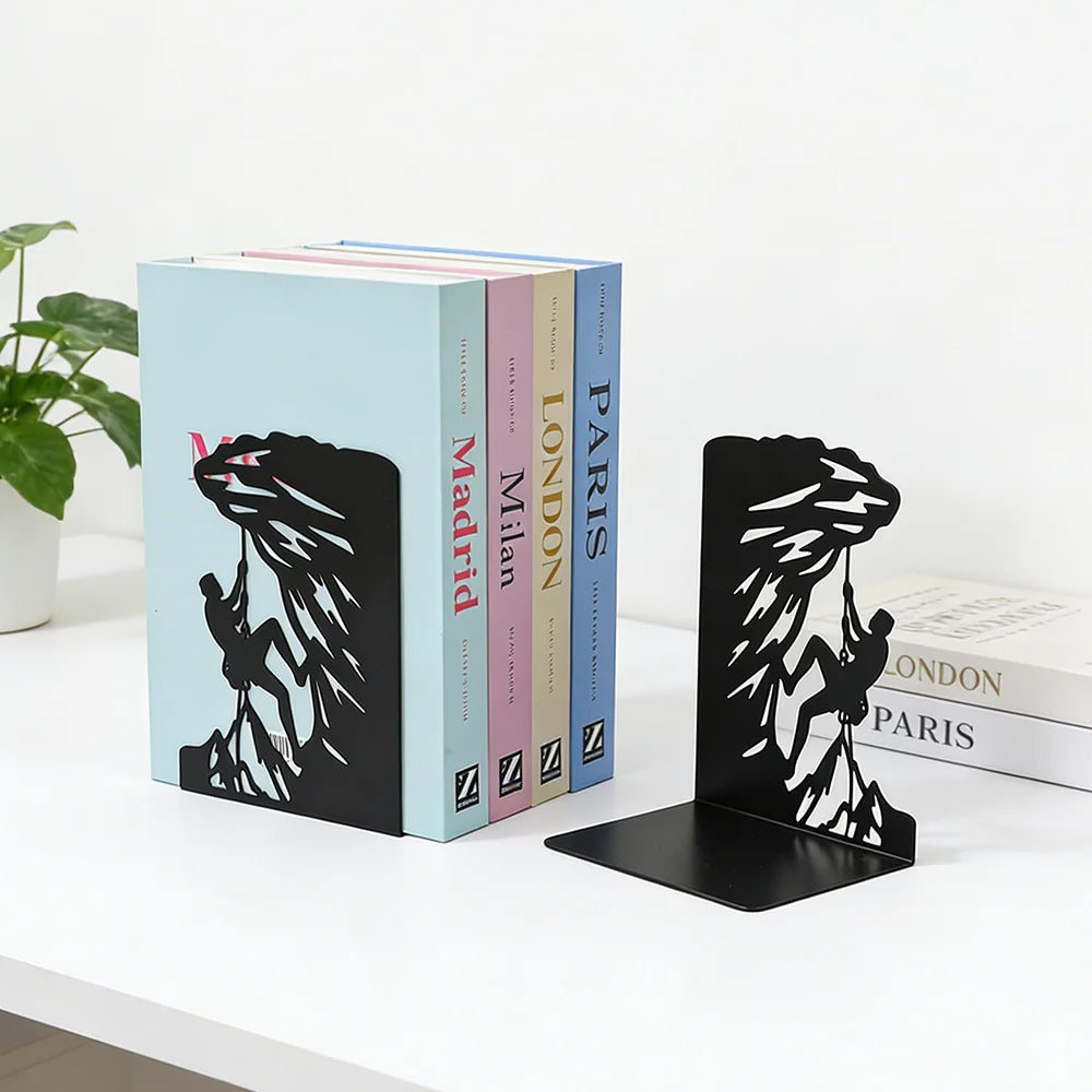 Metal Decorative Bookends — Heavy-Duty Shelf Organizer Set