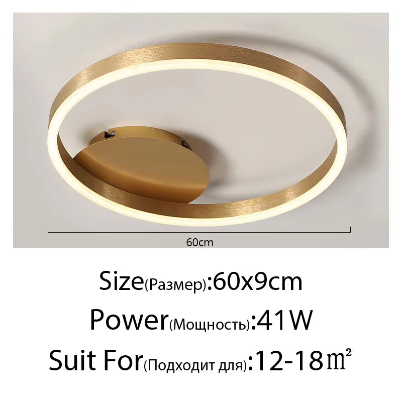 Gold Ring Chandelier — Modern Multi-Circle LED Ceiling Light