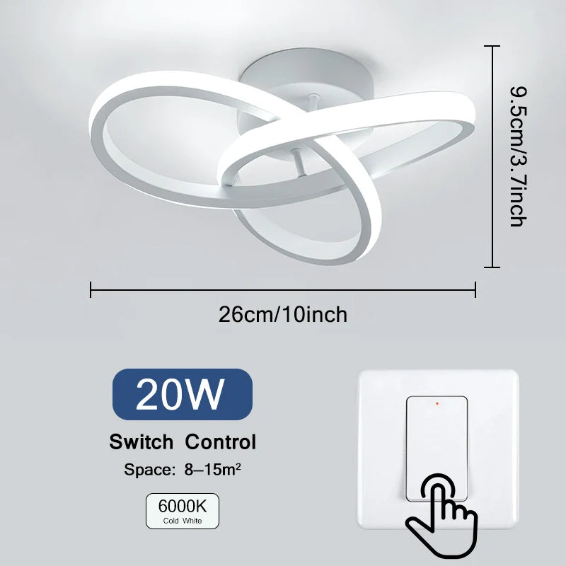 Modern Tri-Color LED Ceiling Light — Surface-Mount Bedroom & Dining Fixture