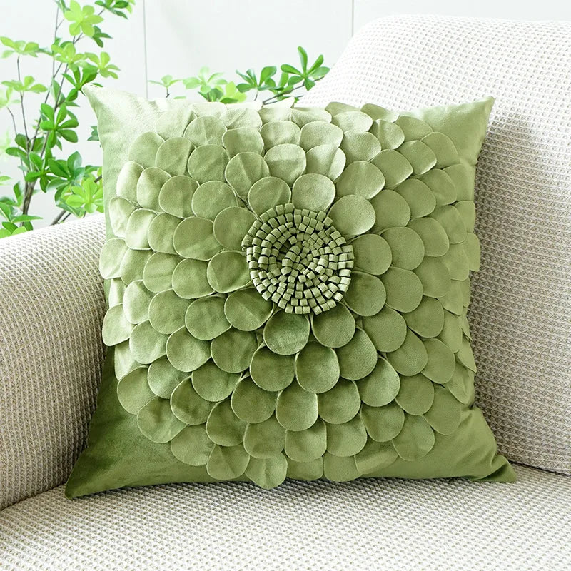 Embroidered Sunflower Pillow Cover — Jacquard Woven Cushion for Bay Window