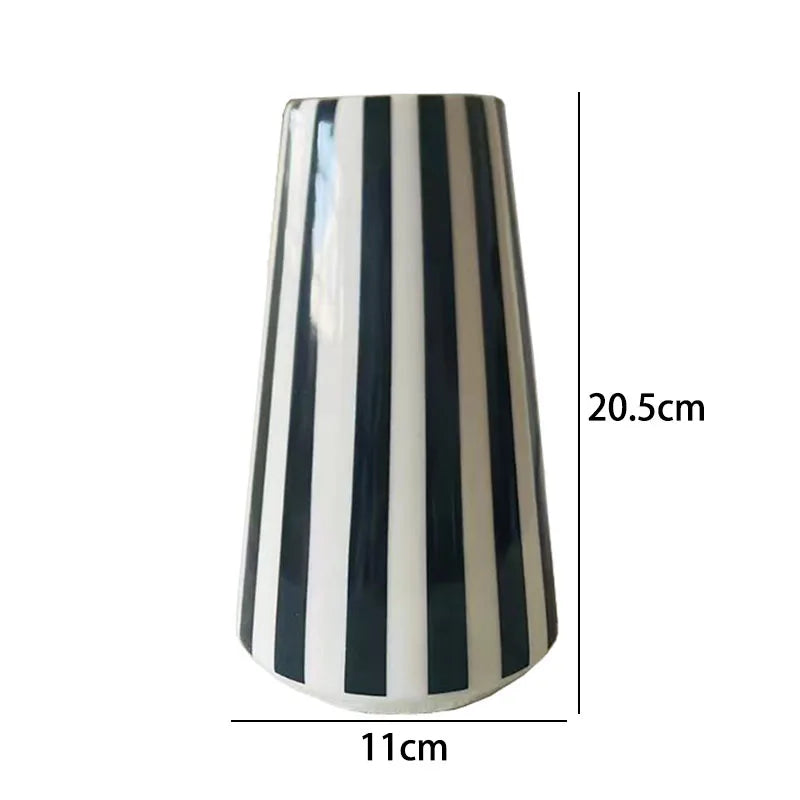 Black & White Checkered Ceramic Vase — Minimalist Statement Piece