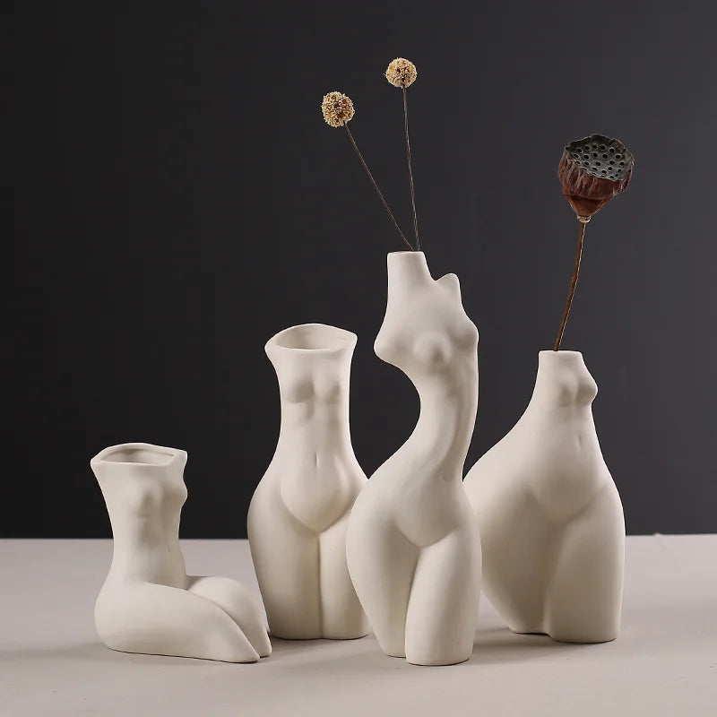 Sculptural Torso Ceramic Vase — Nordic Art Object Vessel
