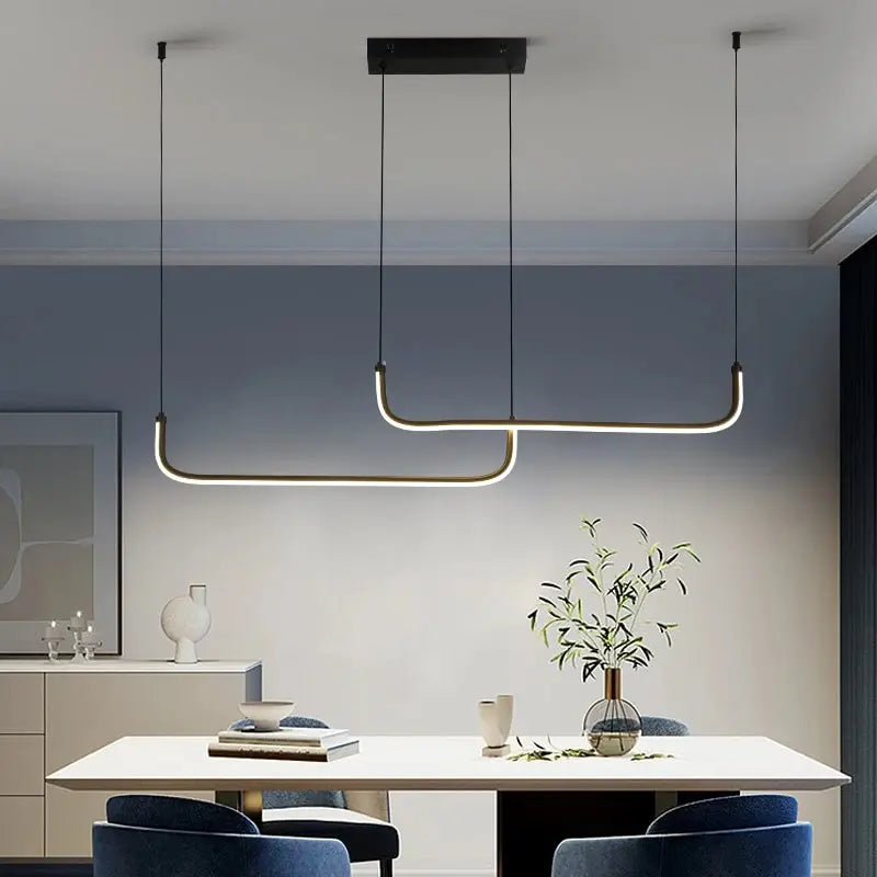 Aluminum Ring Pendant Chandelier — Black Modern Dining Room Light