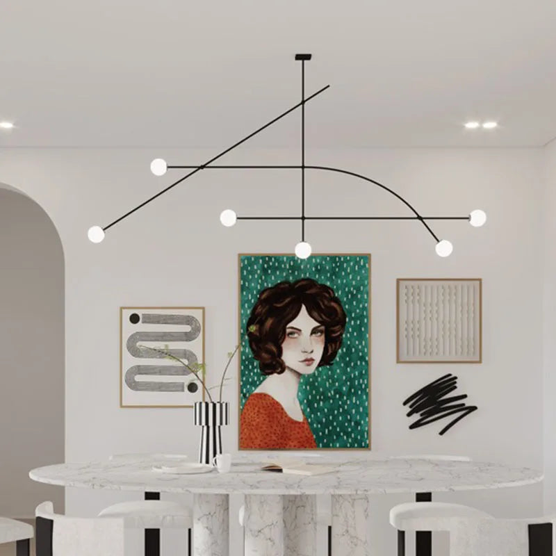 Black Luminaire Pendant Chandelier — Multi-Light Restaurant & Bedroom Fixture