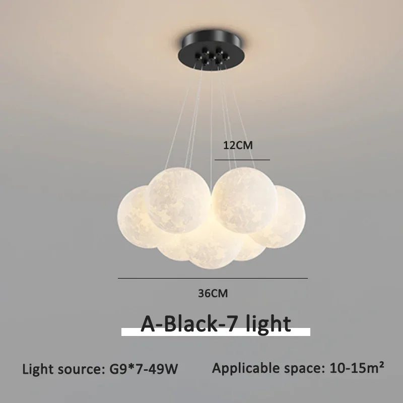 Cream Ball Cluster Chandelier — Modern Orb Pendant Ceiling Light