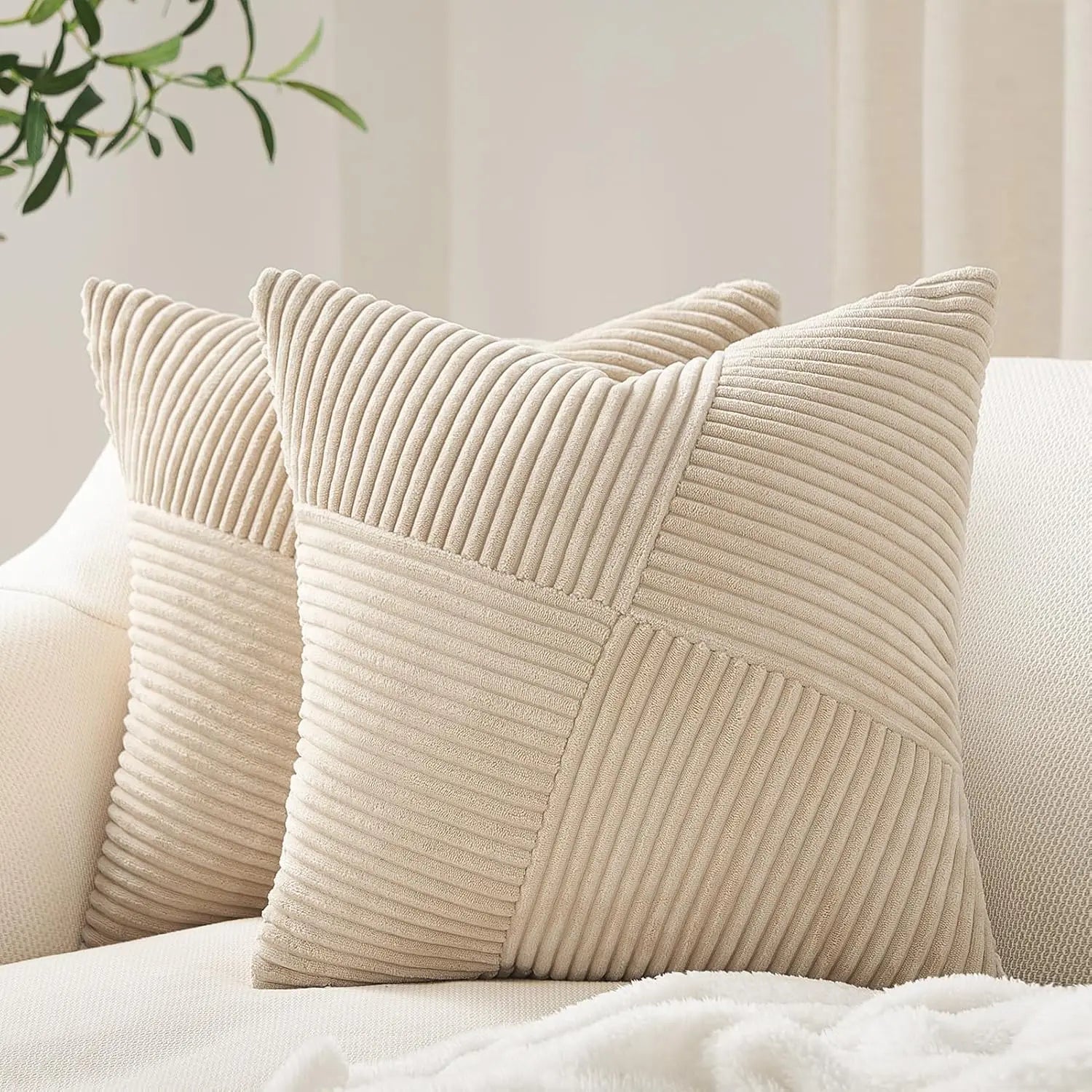 Corduroy Boho Windmill Pillow Cover — Textured Ribbed Cushion Cover
